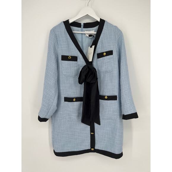 TUCKERNUCK Pomander Place Light Blue Coco Tweed Bow Dress NWT Size XXXL - Picture 7 of 9